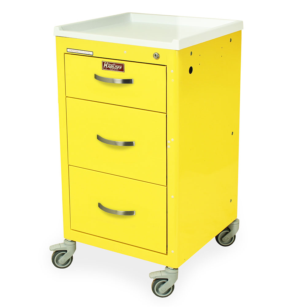 M-Series Short Isolation Mini Cart, Three Drawers, Key Lock, M3DS1824K03 -  Harloff