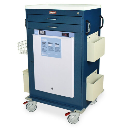 MH5200K-AC Hammertone Blue Malignant Hyperthermia Cart with Accucold - Quarter Left