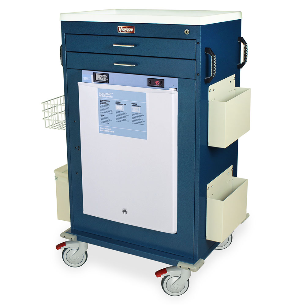 MH5200K-AC Hammertone Blue Malignant Hyperthermia Cart with Accucold - Quarter Left