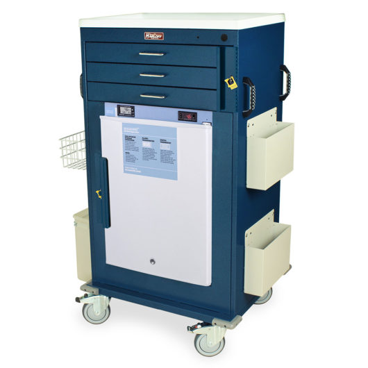 MH5300B-AC Hammertone Blue Children's Hospital Malignant Hyperthermia Cart - Quarter Left