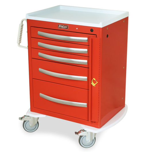 MPA2424B05 Red Lightweight Aluminum Crash Cart - Quarter Left