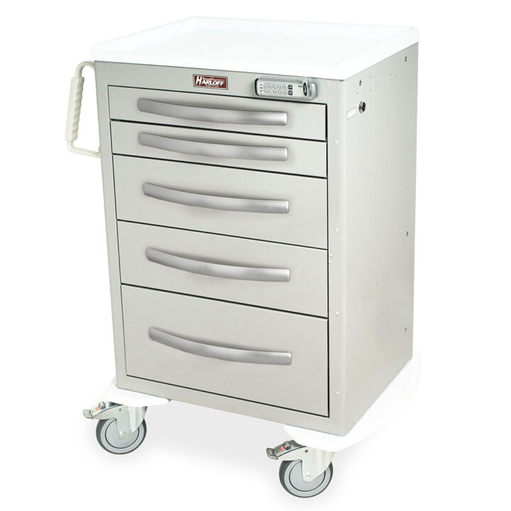 MPA2427E05 Light Gray Lightweight Aluminum Treatment Cart - Quarter Left