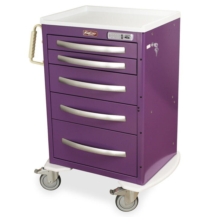 MPA2427E05 Purple Lightweight Aluminum Treatment Cart - Quarter Left