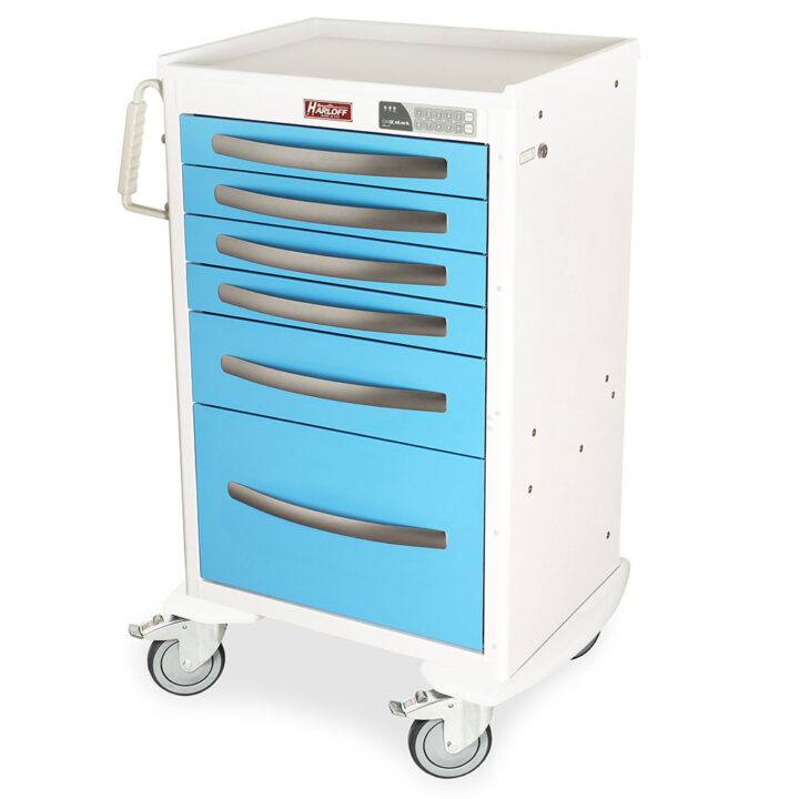 MPA2430EKC16 White and Light Blue Lightweight Aluminum Isolation Cart - Quarter Left