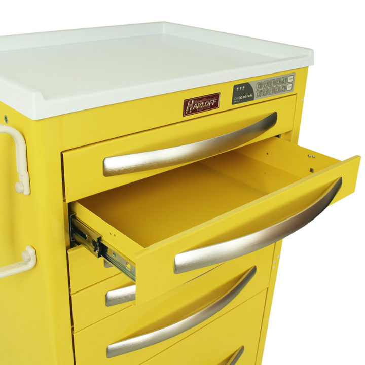 MPA2430EKC16 Yellow Lightweight Aluminum Isolation Cart - Drawer Closeup New Keypad