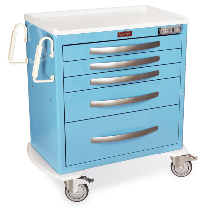 MPA3024E05 Light Blue Lightweight Aluminum Medical Carts - Quarter Left