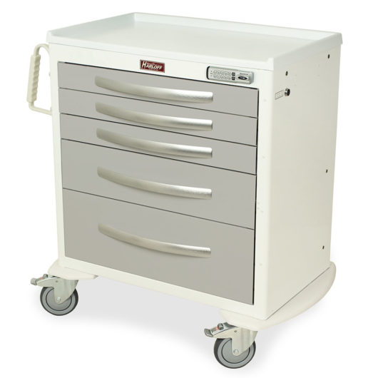 MPA3024E05 White Lightweight Aluminum Medical Carts - Quarter Left