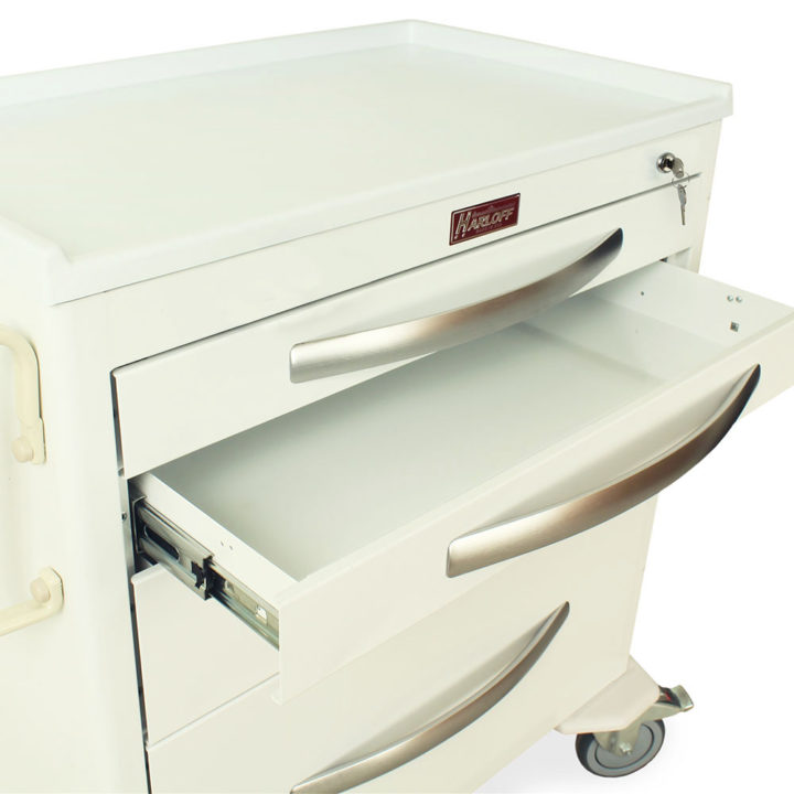 MPA3024K05 White Lightweight Nursing Carts - Drawer Closeup