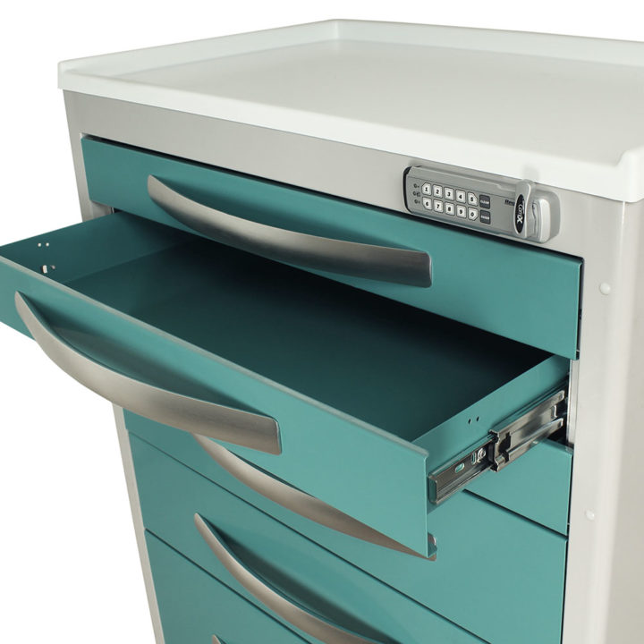 MPA3030E06 Teal Lightweight Aluminum Construction - Drawer Closeup