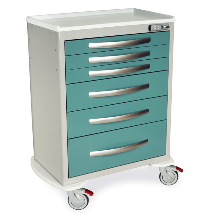 A-Series Lightweight Aluminum Medical Cart, Tall Height, Standard Width, Six Drawers, E-Lock, MPA3030E06 - Image 2