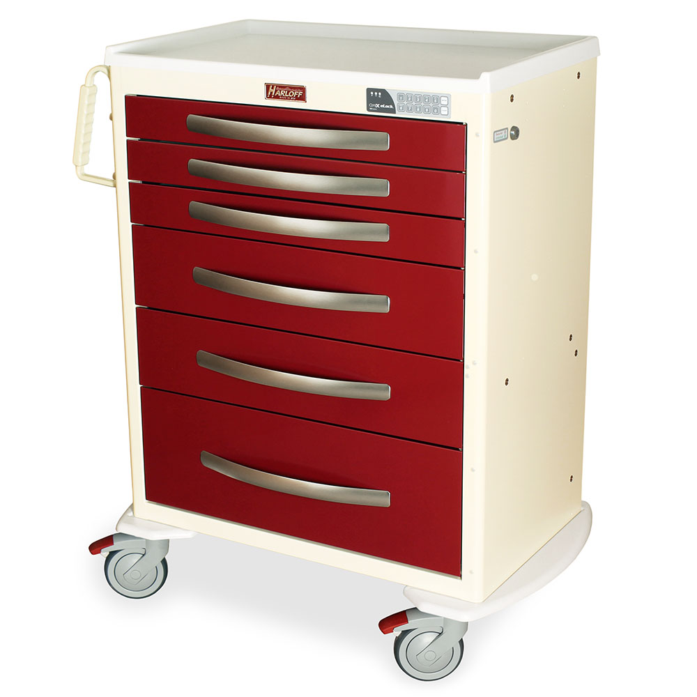 A-Series Lightweight Aluminum Anesthesia Cart, Tall Height, Standard Width, Six Drawers, Electronic Keypad Lock, MPA3030EKC06 - Image 2