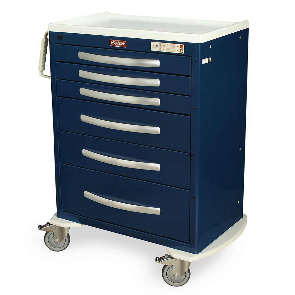 MPA3030EKC06 Navy Lightweight Aluminum Anesthesia Cart - Quarter Left