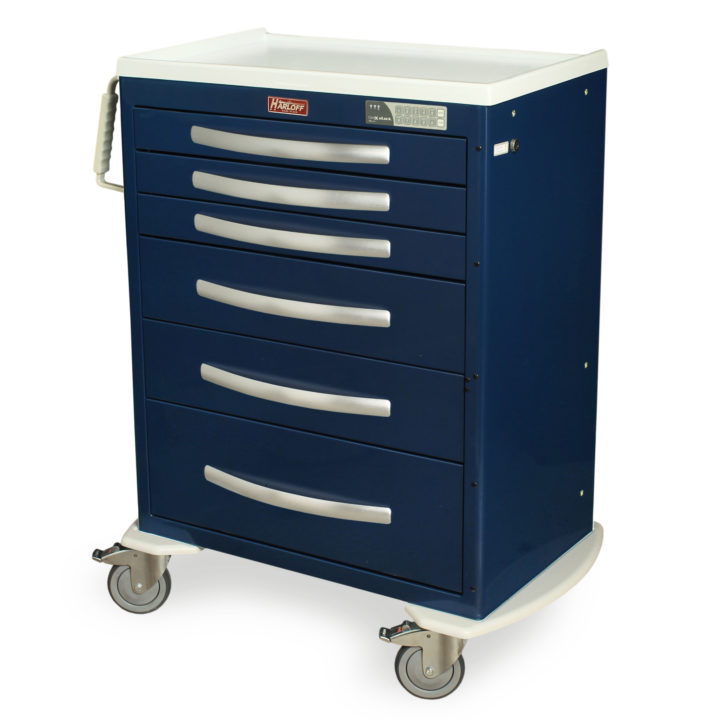 MPA3030EKC06 Navy Lightweight Aluminum Anesthesia Cart - Quarter Left New Keypad