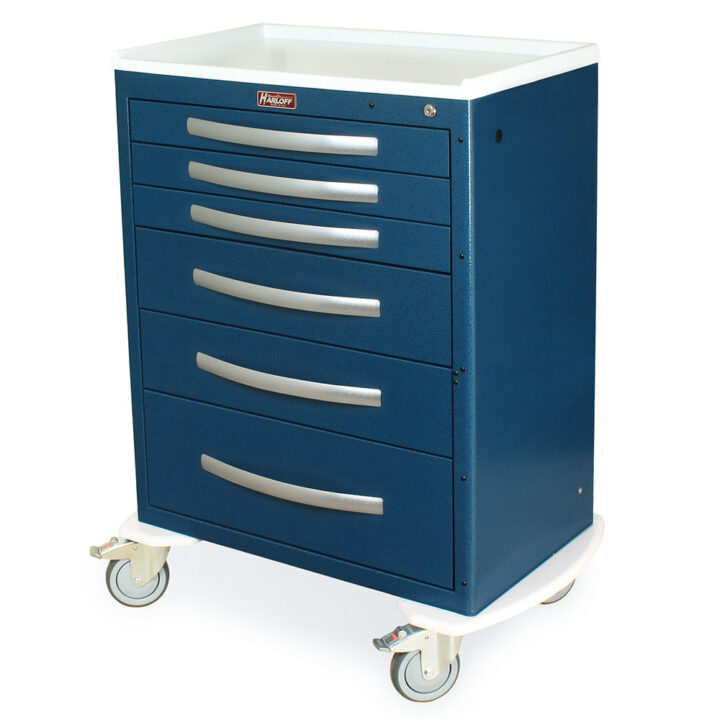 MPA3030K06 Hammertone Blue Lightweight Medical Cart - Quarter Left