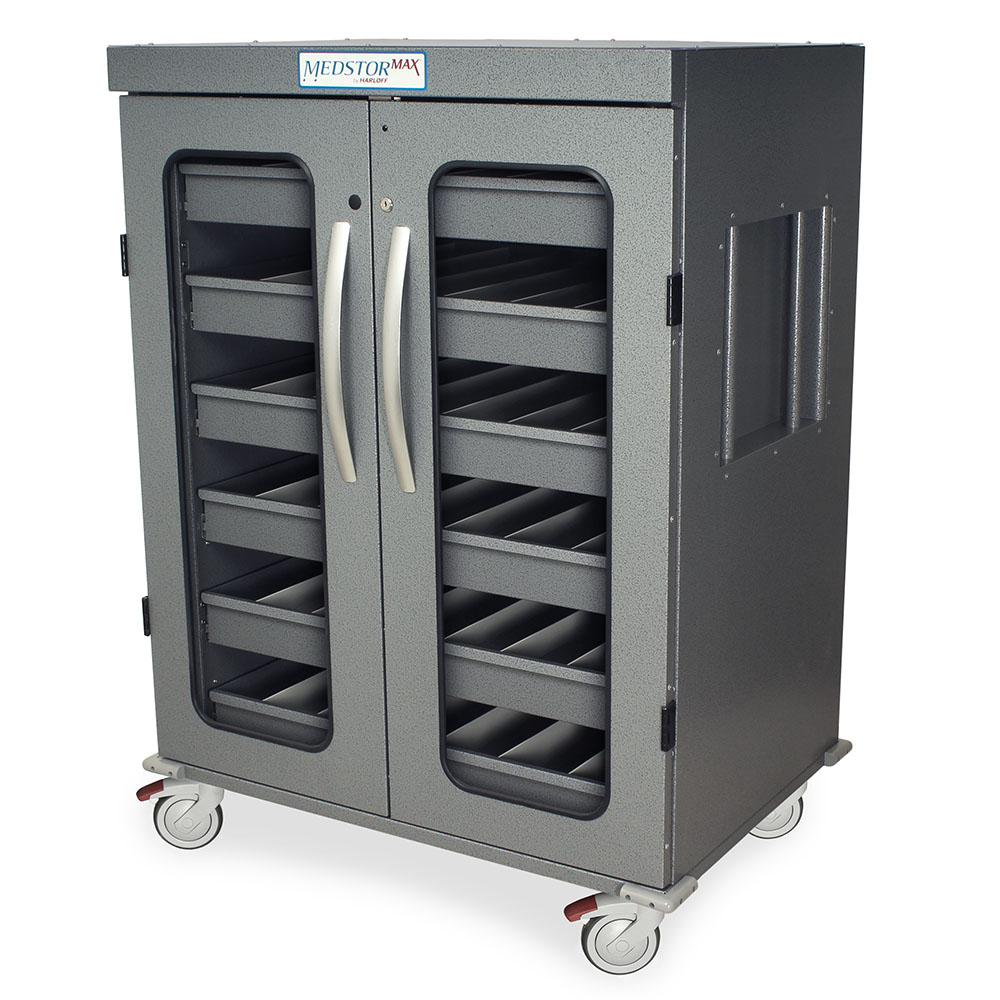 MS-IOL1260 Hammertone Gray IntraOcular Lens Storage Cart - Quarter Left Closed