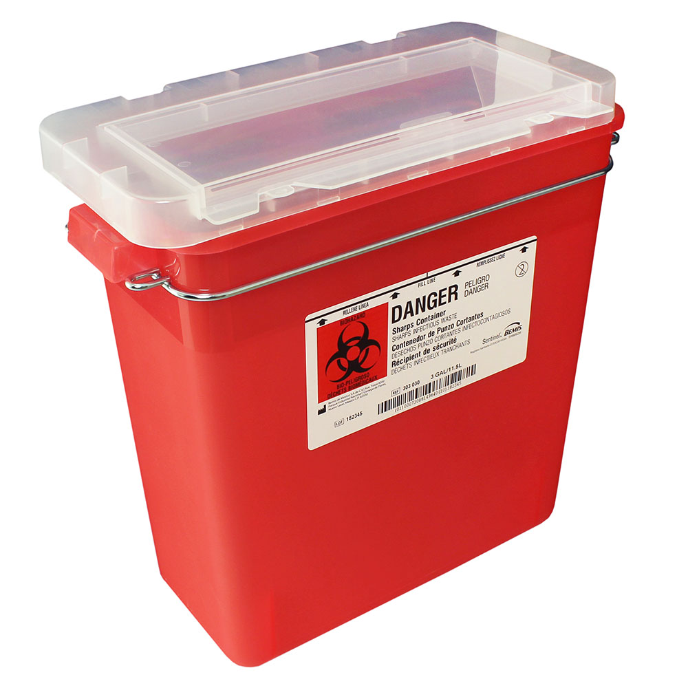 Three Gallon Sharps Disposal Container for M-Series or A-Series Carts, Rail  Clip Mount, MD-SHARPSRC - Harloff