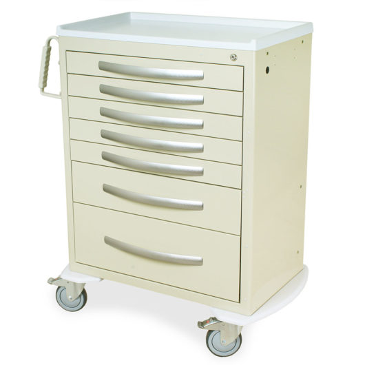 MPA3030K07 Beige Lightweight Aluminum Key Locking Medical Cart - Quarter Left