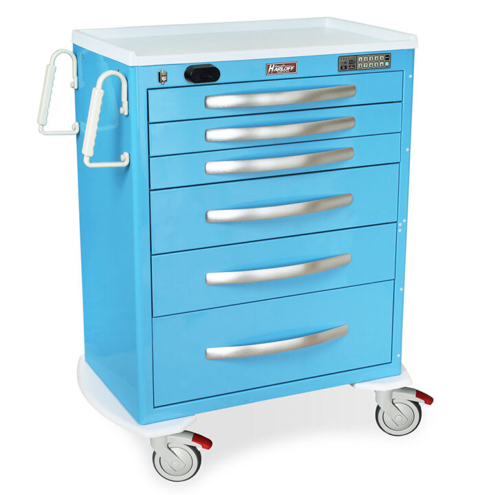 A-Series Lightweight Aluminum Medical Cart, Tall Height, Standard Width, Six Drawers, Wireless Capable E-Lock with Proximity Reader, MPA3030WLP16 - Image 2