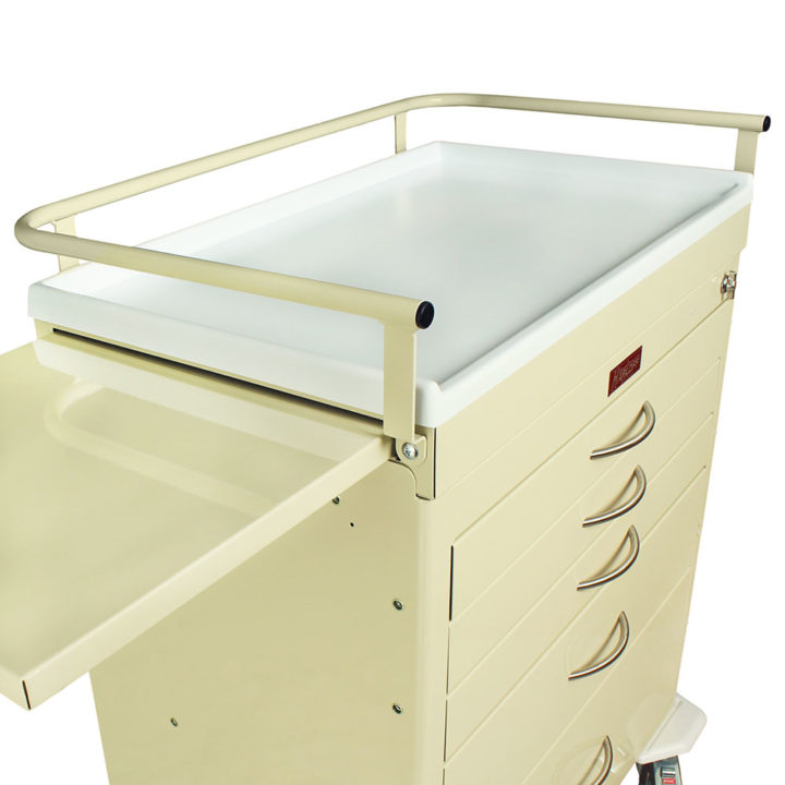 MD30-TOPRAIL Beige Top Rail for Medical Carts Attached