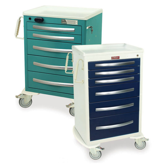 MPA24 A-Series Medium Width Aluminum Locking Medical Carts