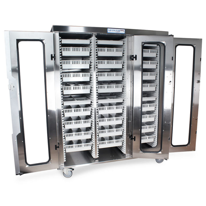 MSSM83-00GK Locked Medical Supply Cabinets - Quarter Right Open