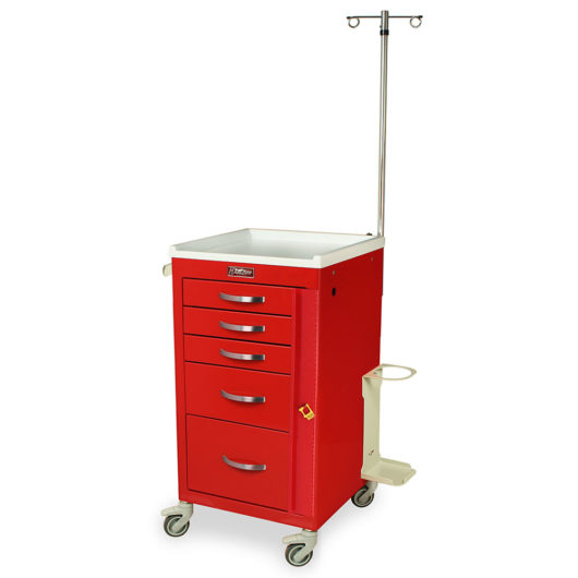 M3DS1824B05+MD18-EMG Red Narrow Emergency Cart - Quarter Left