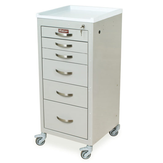 M3DS1830K06 Light Gray Narrow Procedure Cart - Quarter Left