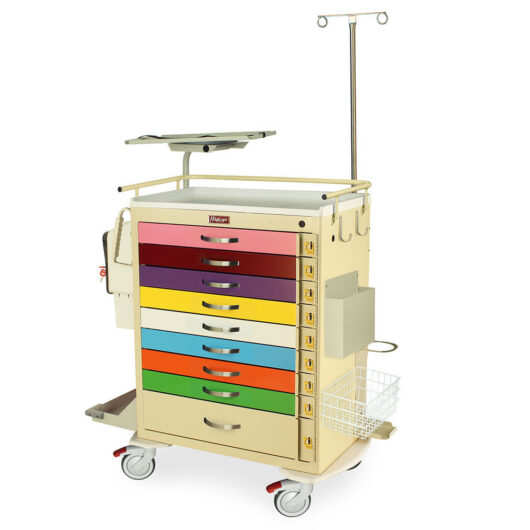 MDS3030B09-PED+MD30-EMG3 Pediatric Cart with Emergency Accessories - Quarter Left
