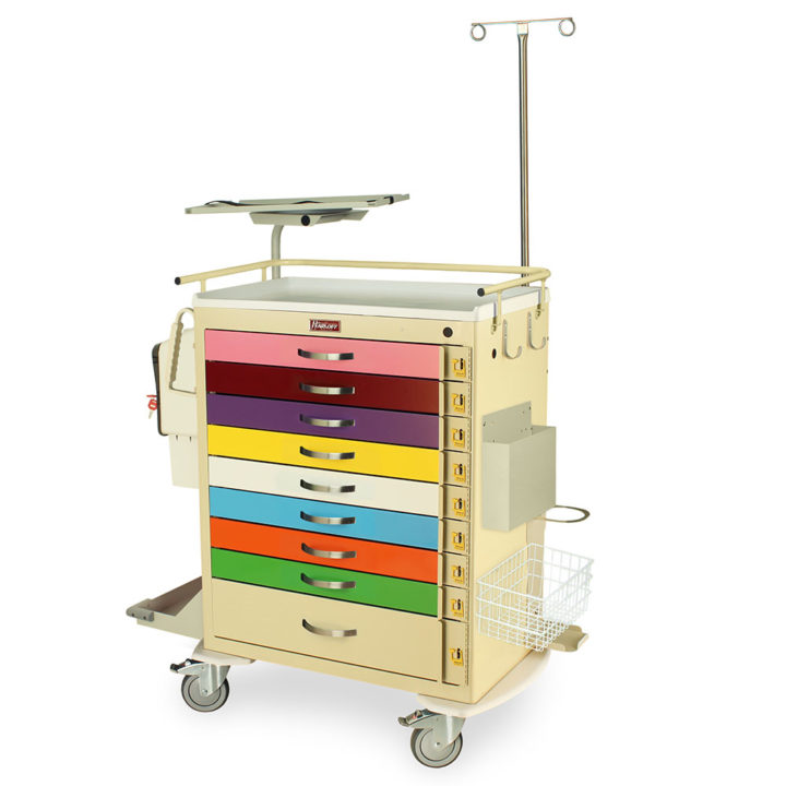 MDS3030B09-PED+MD30-EMG3 Pediatric Cart with Emergency Accessories - Quarter Left