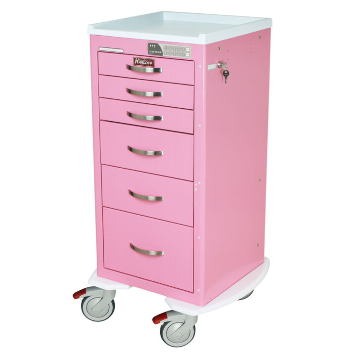 A-Series Lightweight Auto Locking Anesthesia Cart, Tall Height, Mini Width, Six Drawers, Electronic Keypad Lock, MPA1830EKC06 - Image 2
