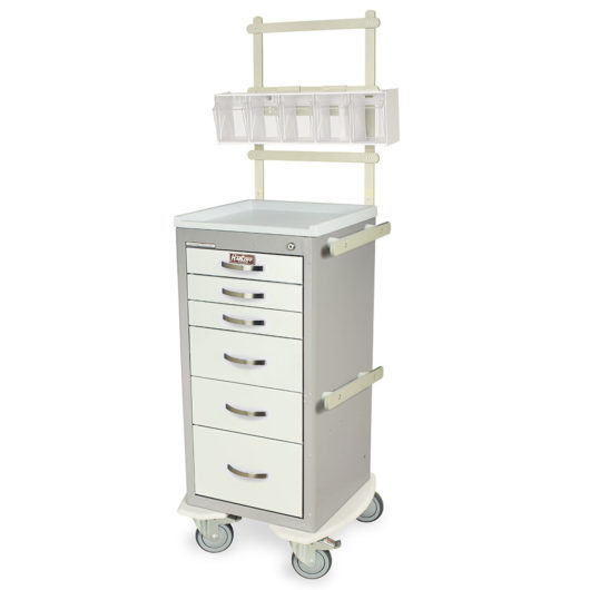 MPA1830K06-MD18-ANS Light Gray and White Light Narrow Anesthesia Cart with Accessories - Quarter Left