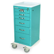 MPA1830K06 Teal Narrow Lightweight Six Drawer Anesthesia Cart - Quarter Left
