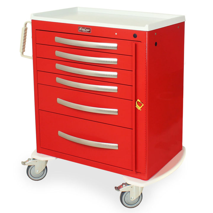 MPA3027B06 Red Aluminum 6 Drawer Breakaway Emergency Cart - Quarter Left