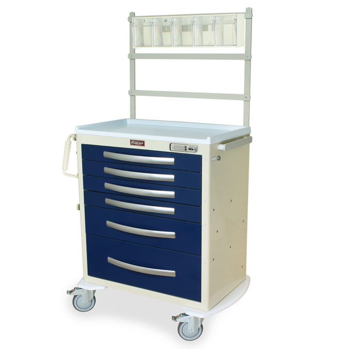MPA3027E06-MD30-ANS Beige and Navy Aluminum Anesthesia Cart with Accessories - Quarter Left