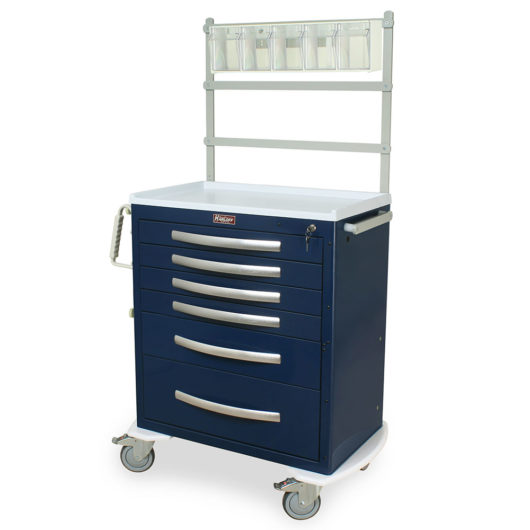 MPA3027K06-MD30-ANS Navy Lightweight 6-Drawer Anesthesia Cart Accessories - Quarter Left