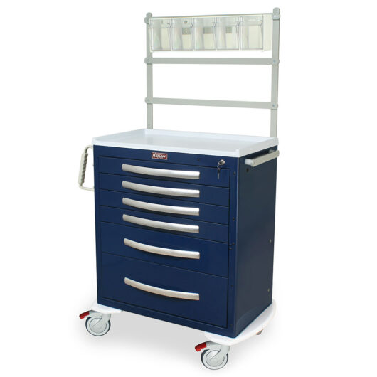 MPA3027K06-MD30-ANS Navy Lightweight 6-Drawer Anesthesia Cart Accessories - Quarter Left New Casters