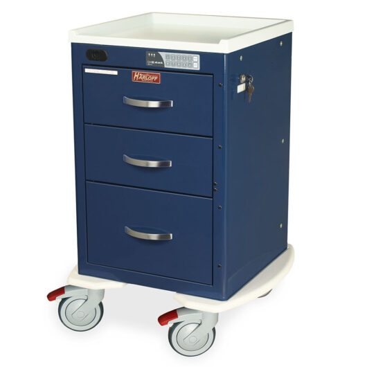 MPA1821ELP03 Navy Lightweight Narrow Auto Locking Mini Cart - Quarter Left New Casters