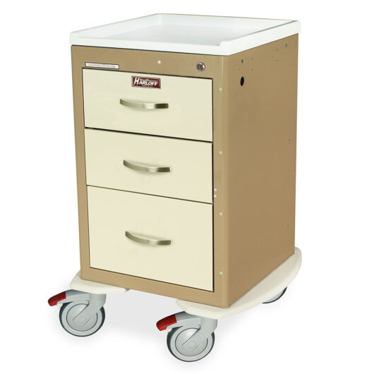 MPA1821K03 Taupe and Cream Narrow Aluminum Key Lock Mini Cart - Quarter Left New Casters