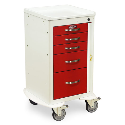 MPA1824B05 Narrow 5 Drawer Aluminum Crash Cart - Quarter Right