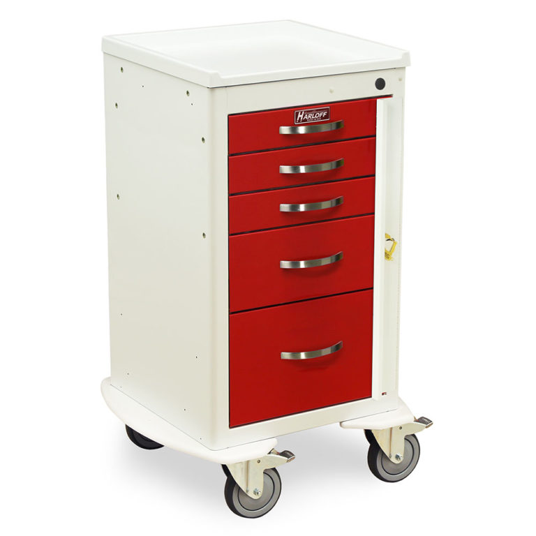 ASeries Narrow Five Drawer Aluminum Crash Cart, Short Height, Mini