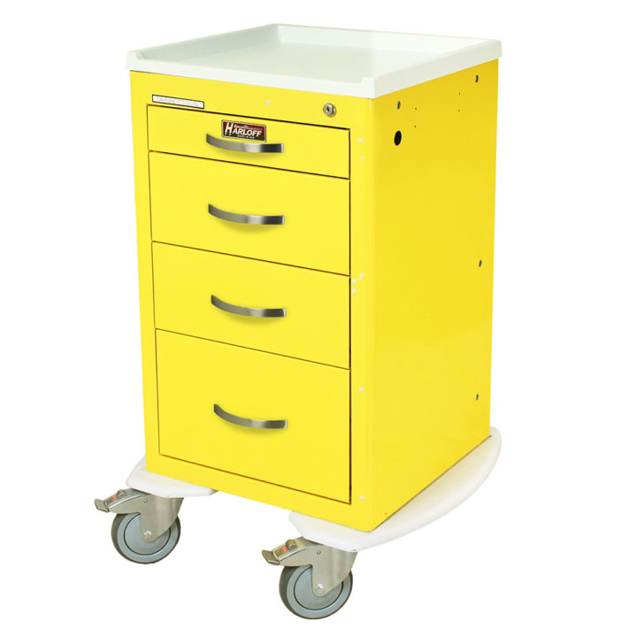 MPA1824K04 Yellow Narrow Aluminum Key Lock Isolation Cart - Quarter Left