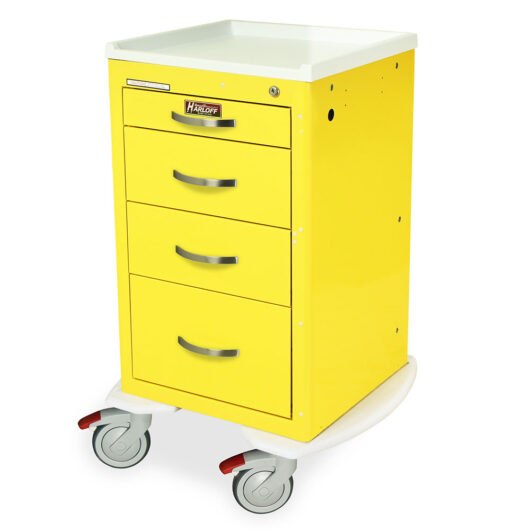 MPA1824K04 Yellow Narrow Aluminum Key Lock Isolation Cart - Quarter Left New Casters