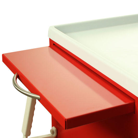 MD24-PTSHLF Red Medical Cart Pull Through Shelf Closeup