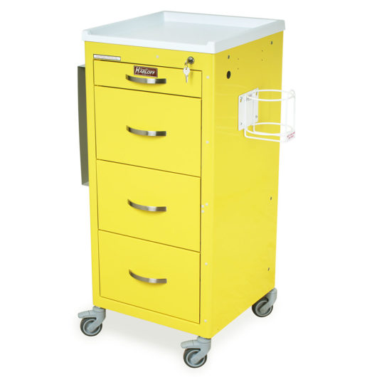 M-Series Tall PPE Isolation Cart, Mini Width, Four Drawers, Key Lock, Yellow, M3DS1830K04-PPE