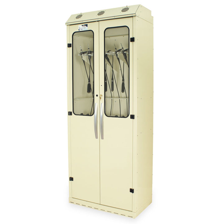 SC8036DRDP-CYSTSO Beige Cystoscope Storage Cabinet - Quarter Left Closed with Scopes