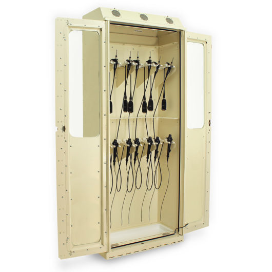 SC8036DRDP-CYSTSO Beige Cystoscope Storage Cabinet - Quarter Right Open with Scopes