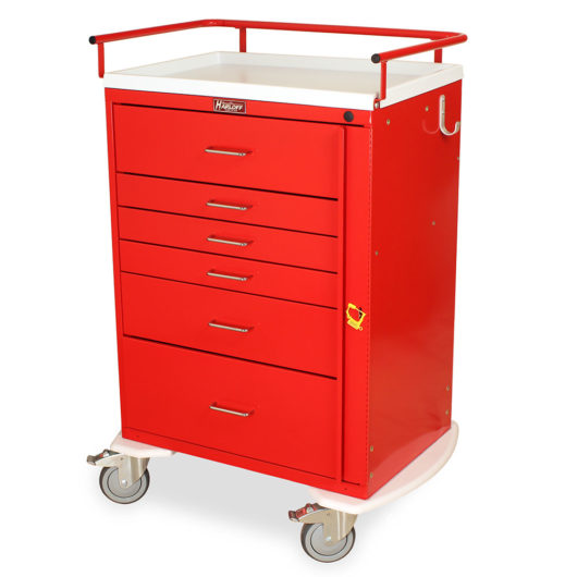 Emergency Cart, Custom Six Drawers, Breakaway Lock, Red, 6400