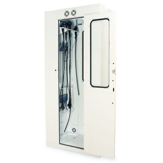 SC80WTDRDP-10-DSS2305 White Pass Through Endoscope Drying Cabinet - Quarter Left Open