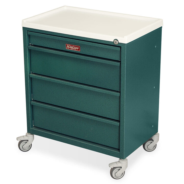 ETC-4 Hunter Green Four Drawer Cart - Quarter Left