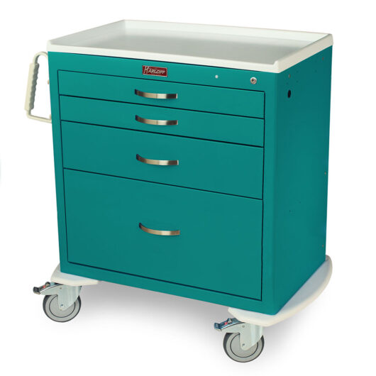 MDS3024K14 Teal Mobile Procedure Cart - Quarter Left